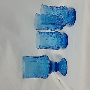 Vintage Anchor Hocking Vintage Rain Flower Glasses, Set of 4